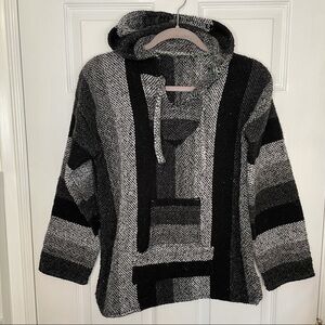 𝅺BAJA Hoodie Grey & Black Pullover Sweater small